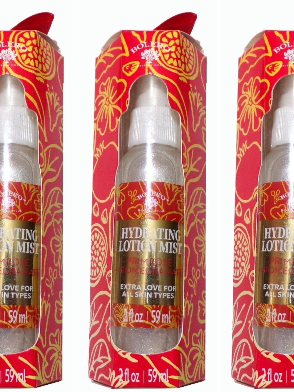 Bolero Hydrating Lotion Mist Primrose Pomegranate 2 FL OZ (3-Pack)